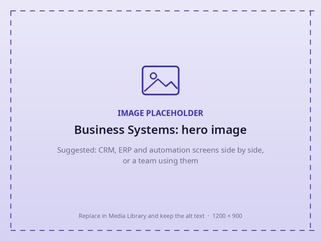Business systems: CRM, ERP and automation dashboards working together